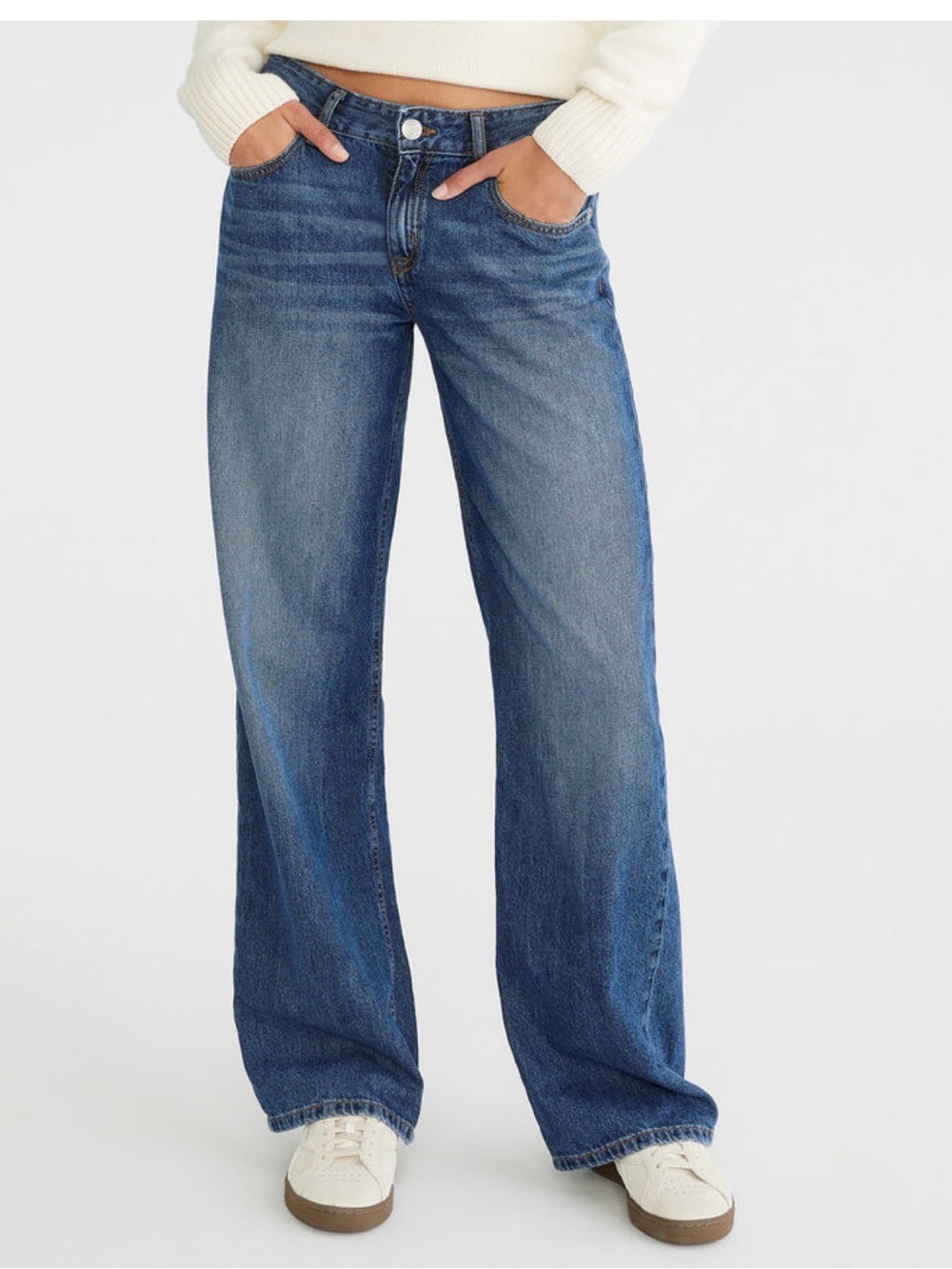 Baggy Wide-Leg Women’s Jeans in Medium Blue Wash